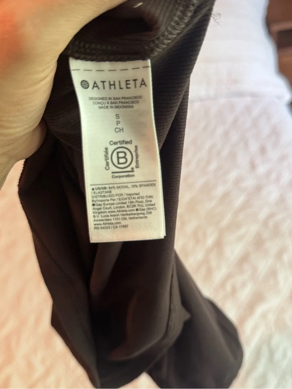 Athleta Signature Rib Dark Brown Short Sleeve Crew Tee - Picture 2 of 2